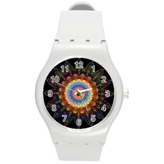 Colorful Prismatic Chromatic Round Plastic Sport Watch (m) by Celenk