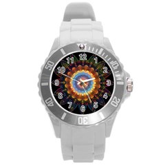 Colorful Prismatic Chromatic Round Plastic Sport Watch (l) by Celenk