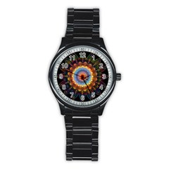 Colorful Prismatic Chromatic Stainless Steel Round Watch by Celenk