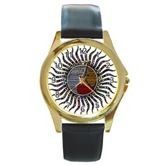 Whole Complete Human Qualities Round Gold Metal Watch by Celenk