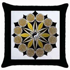 Mandala Yin Yang Live Flower Throw Pillow Case (black) by Celenk