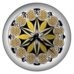 Mandala Yin Yang Live Flower Wall Clocks (silver)  by Celenk