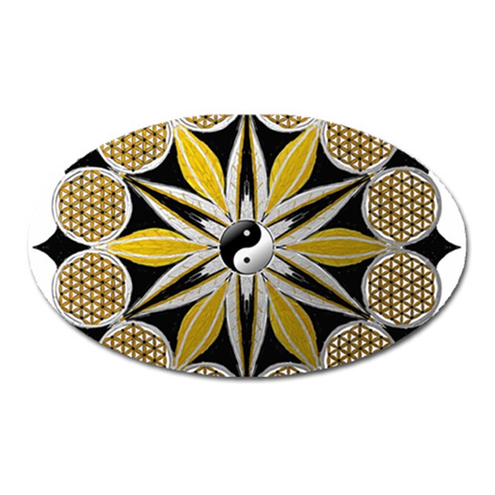 Mandala Yin Yang Live Flower Oval Magnet