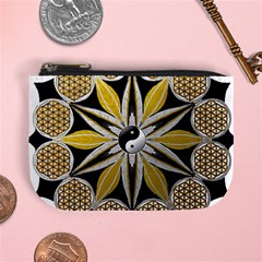 Mandala Yin Yang Live Flower Mini Coin Purses by Celenk