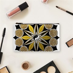 Mandala Yin Yang Live Flower Cosmetic Bag (small)  by Celenk