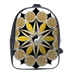 Mandala Yin Yang Live Flower School Bag (large) by Celenk