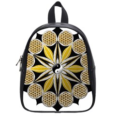 Mandala Yin Yang Live Flower School Bag (small) by Celenk