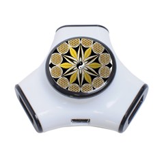 Mandala Yin Yang Live Flower 3-port Usb Hub by Celenk