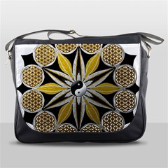 Mandala Yin Yang Live Flower Messenger Bags by Celenk