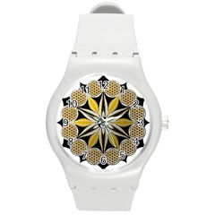 Mandala Yin Yang Live Flower Round Plastic Sport Watch (m) by Celenk