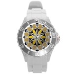 Mandala Yin Yang Live Flower Round Plastic Sport Watch (L) Front