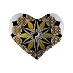 Mandala Yin Yang Live Flower Standard 16  Premium Flano Heart Shape Cushions