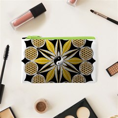 Mandala Yin Yang Live Flower Cosmetic Bag (xs) by Celenk