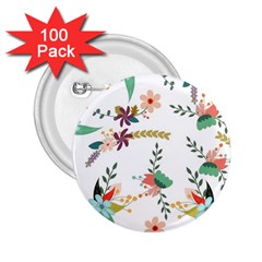 Floral Backdrop Pattern Flower 2 25  Buttons (100 Pack)  by Celenk