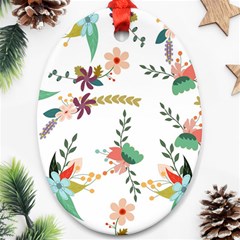 Floral Backdrop Pattern Flower Oval Ornament (two Sides) by Celenk