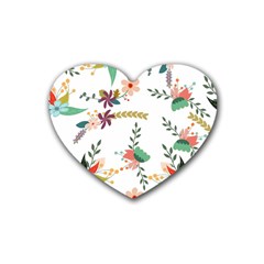 Floral Backdrop Pattern Flower Rubber Coaster (heart) 