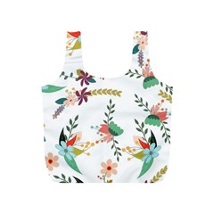 Floral Backdrop Pattern Flower Full Print Recycle Bags (s)  by Celenk