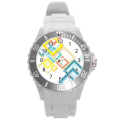 The Background Wallpaper Design Round Plastic Sport Watch (l) by Celenk