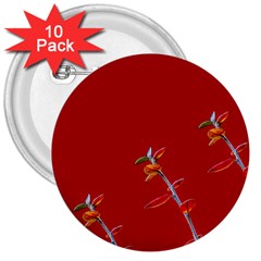 Red Background Paper Plants 3  Buttons (10 Pack)  by Celenk