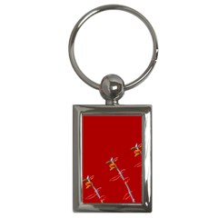 Red Background Paper Plants Key Chains (rectangle)  by Celenk