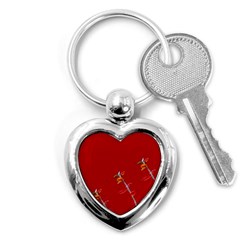 Red Background Paper Plants Key Chains (heart)  by Celenk