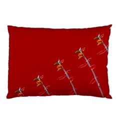 Red Background Paper Plants Pillow Case by Celenk