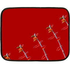 Red Background Paper Plants Double Sided Fleece Blanket (mini)  by Celenk