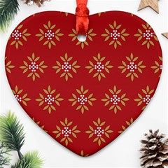 Pattern Background Holiday Heart Ornament (two Sides) by Celenk