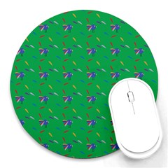 Bird Blue Feathers Wing Beak Round Mousepads by Celenk