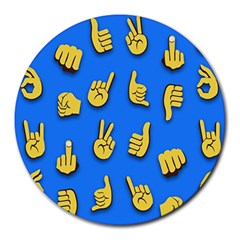 Emojis Hands Fingers Background Round Mousepads by Celenk