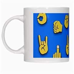 Emojis Hands Fingers Background White Mugs by Celenk