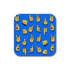 Emojis Hands Fingers Background Rubber Square Coaster (4 Pack)  by Celenk