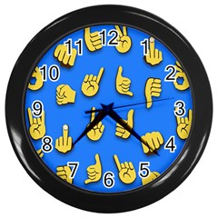 Emojis Hands Fingers Background Wall Clocks (black) by Celenk