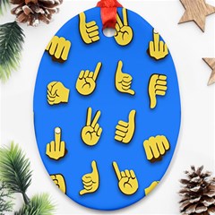 Emojis Hands Fingers Background Oval Ornament (two Sides) by Celenk