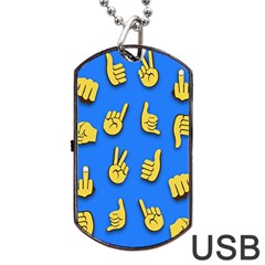 Emojis Hands Fingers Background Dog Tag Usb Flash (two Sides) by Celenk