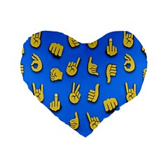 Emojis Hands Fingers Background Standard 16  Premium Heart Shape Cushions by Celenk