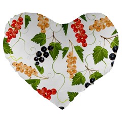 Juicy Currants Large 19  Premium Flano Heart Shape Cushions by TKKdesignsCo