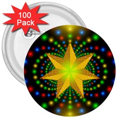 Christmas Star Fractal Symmetry 3  Buttons (100 pack) 