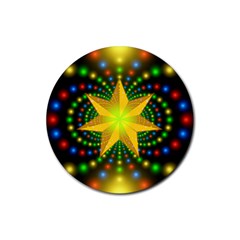 Christmas Star Fractal Symmetry Rubber Round Coaster (4 pack) 