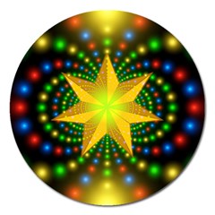 Christmas Star Fractal Symmetry Magnet 5  (round) by Celenk