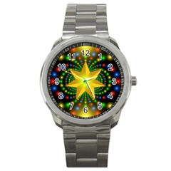 Christmas Star Fractal Symmetry Sport Metal Watch