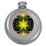 Christmas Star Fractal Symmetry Round Hip Flask (5 oz) Front