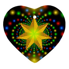 Christmas Star Fractal Symmetry Heart Ornament (two Sides) by Celenk