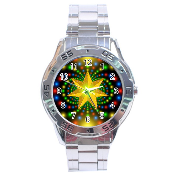 Christmas Star Fractal Symmetry Stainless Steel Analogue Watch