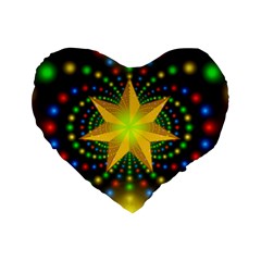 Christmas Star Fractal Symmetry Standard 16  Premium Flano Heart Shape Cushions