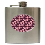 Cherry Blossoms Japanese Style Pink Hip Flask (6 oz) Front