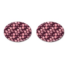 Cherry Blossoms Japanese Style Pink Cufflinks (oval) by Celenk