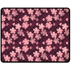 Cherry Blossoms Japanese Style Pink Double Sided Fleece Blanket (medium)  by Celenk