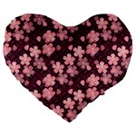 Cherry Blossoms Japanese Style Pink Large 19  Premium Flano Heart Shape Cushions Front