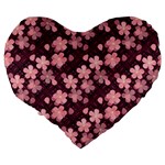 Cherry Blossoms Japanese Style Pink Large 19  Premium Flano Heart Shape Cushions Back